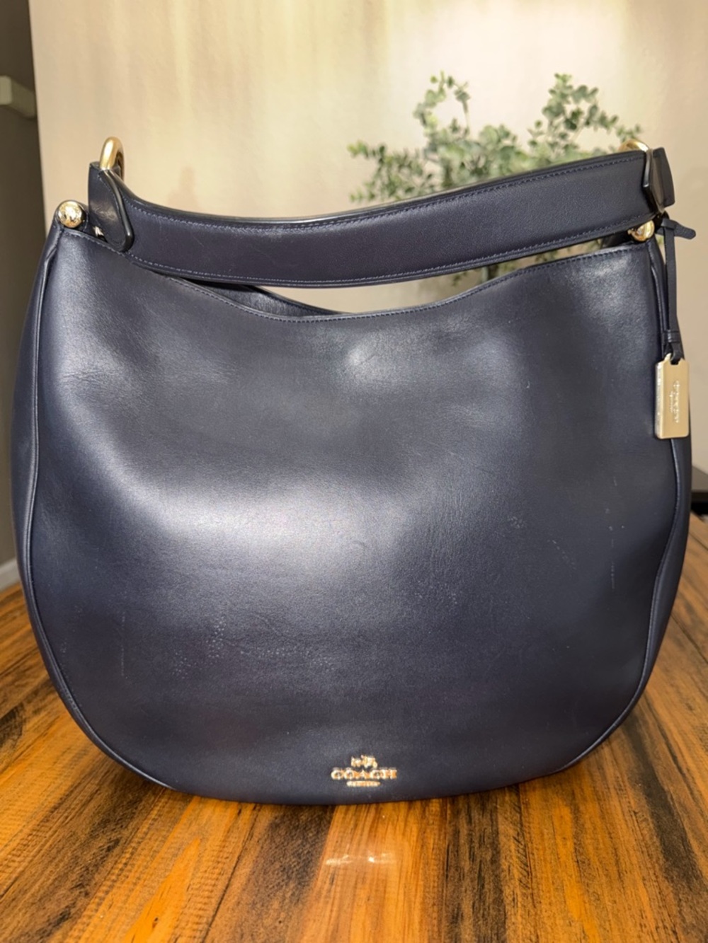 Coach Nomad Navy Leather Hobo Bag